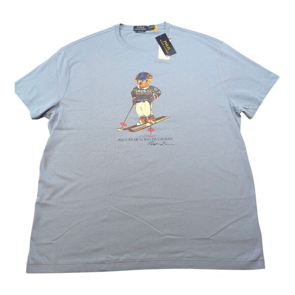 Polo Ralph Lauren Blue SKIING SKI BEAR Classic Fit Short Sleeve T Shirt XL NWT! - Picture 1 of 7